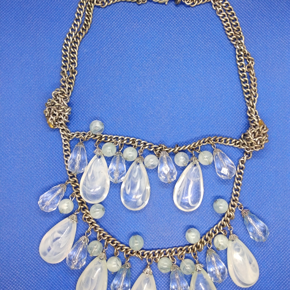 Bold Silver-tone Teardrop Necklace